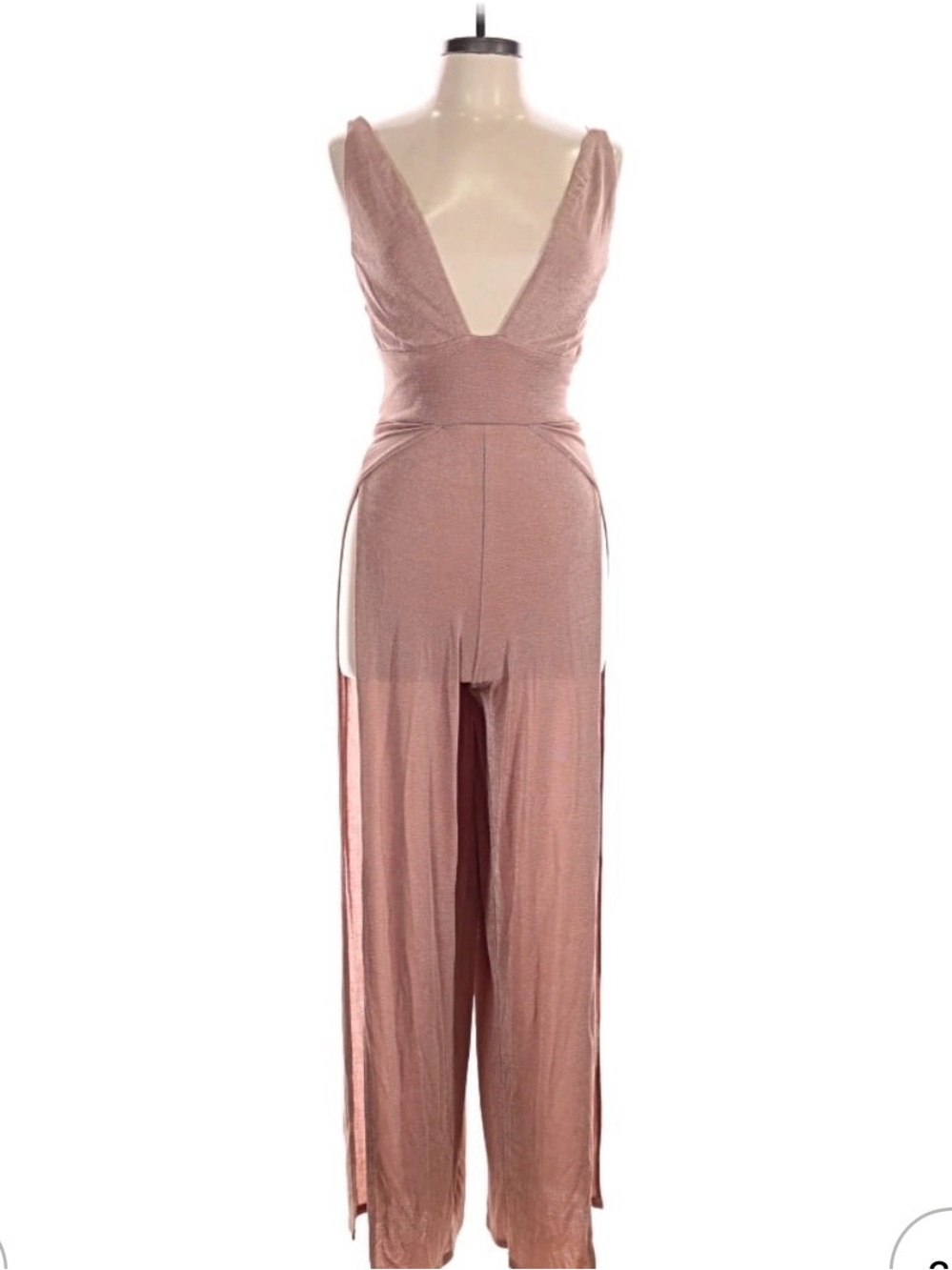Dusty Rose Plunging V-Neck Jumpsuit